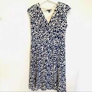 Chaps dark blue and white polka dot dress.